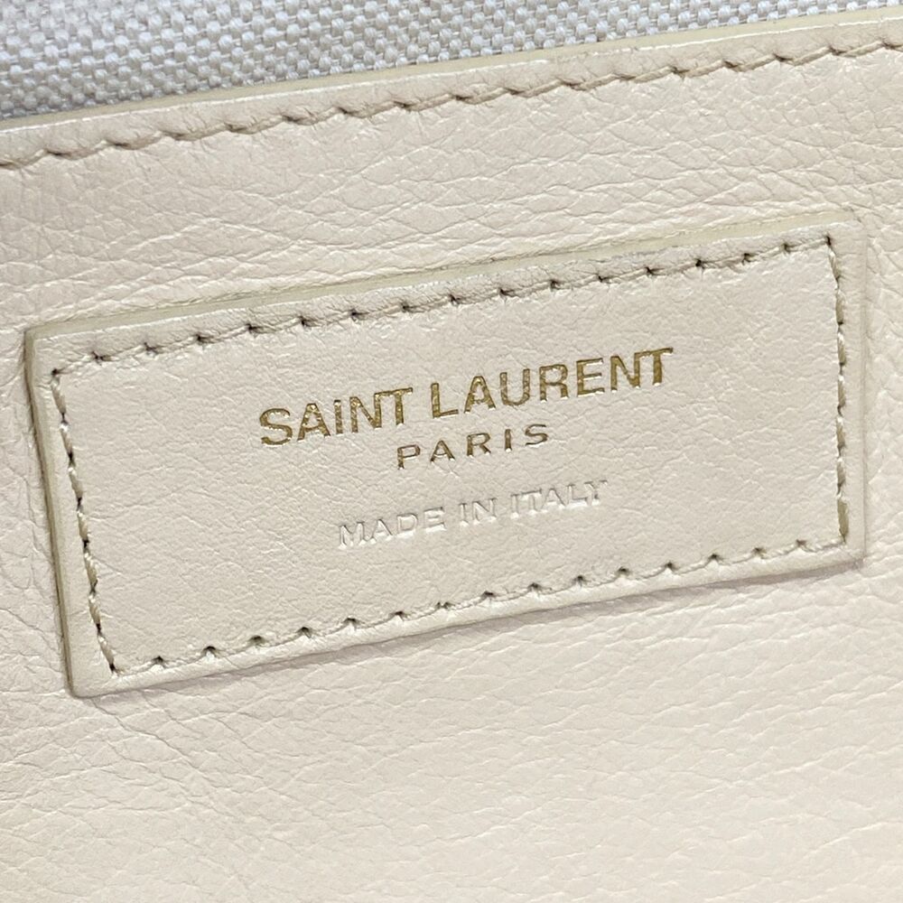 Saint Laurent PARIS Baby Downtown Cavas Handbag 436834 Beige Cream Raffia - Picture 9 of 15